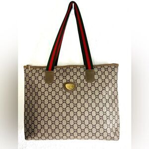 Vintage Gucci Plus Sherry Line Monogram Tote Bag